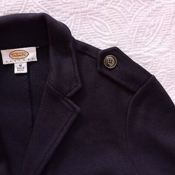 Talbots Petite Jacket Military Style Cotton M Button Front PocketsNavy Blue - Picture 5 of 11